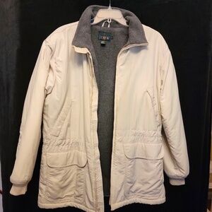 J. Crew Men's Beige Full Zip Fleece-Lined Oarsman Jacket - Sz. L
